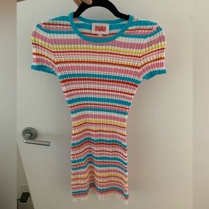 Solid & Striped Knit Multi Color Striped Mini Dress